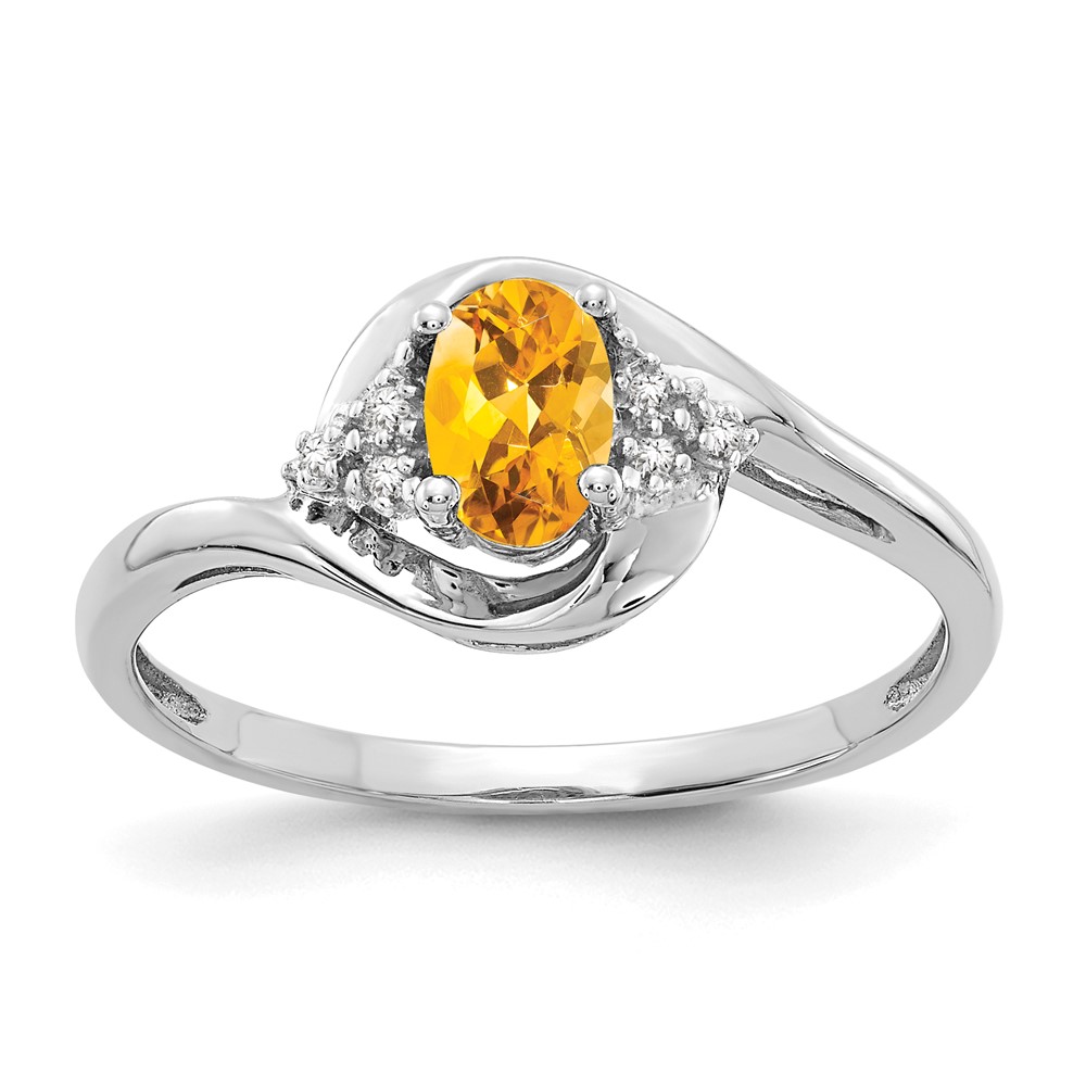Picture of Finest Gold 14K White Gold Citrine &amp; Diamond Ring&amp;#44; Size 7
