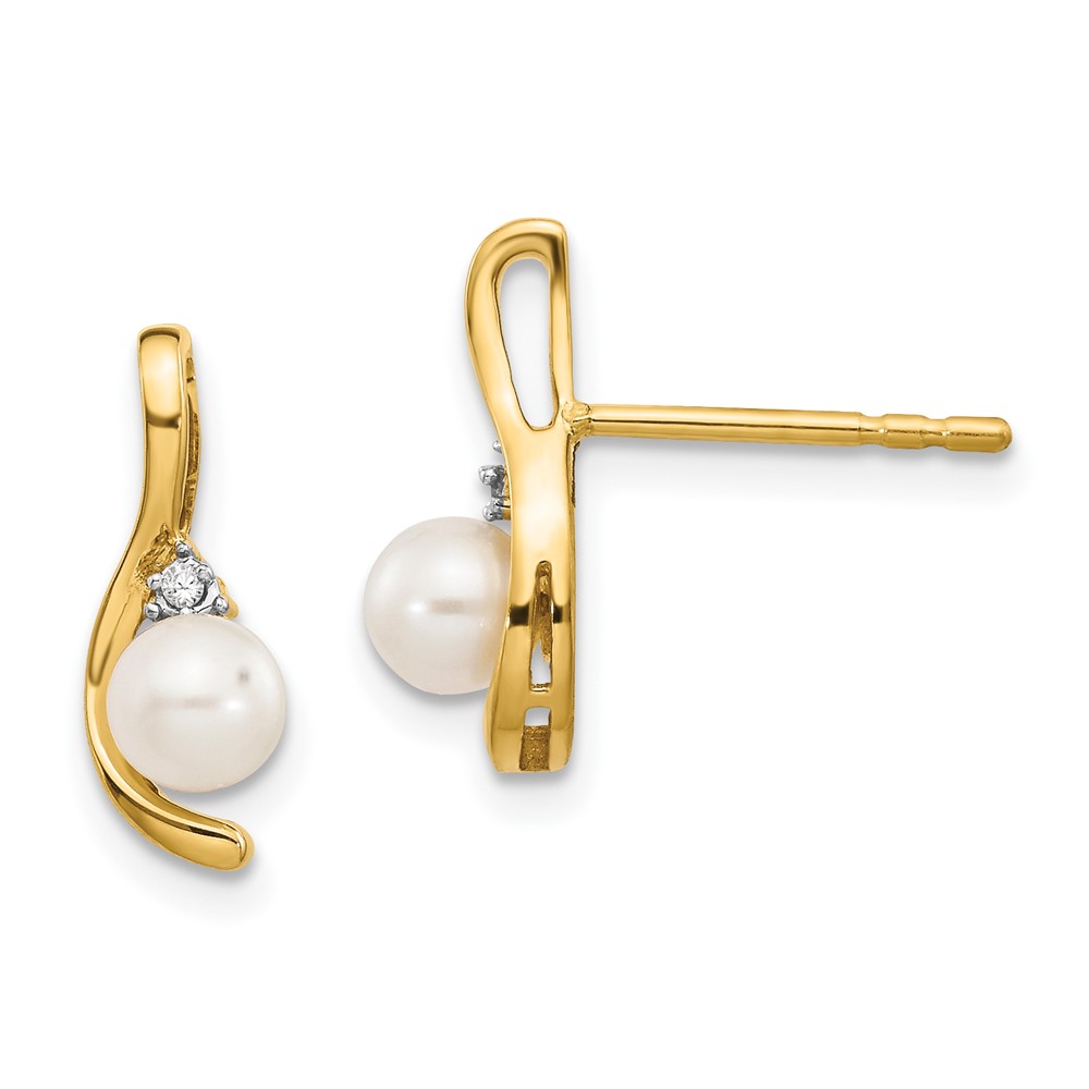 Gemstone Classics(tm) 14kt. Yellow Gold Pearl Diamond Stud Earrings -  Fine Jewelry Collections, XBS418