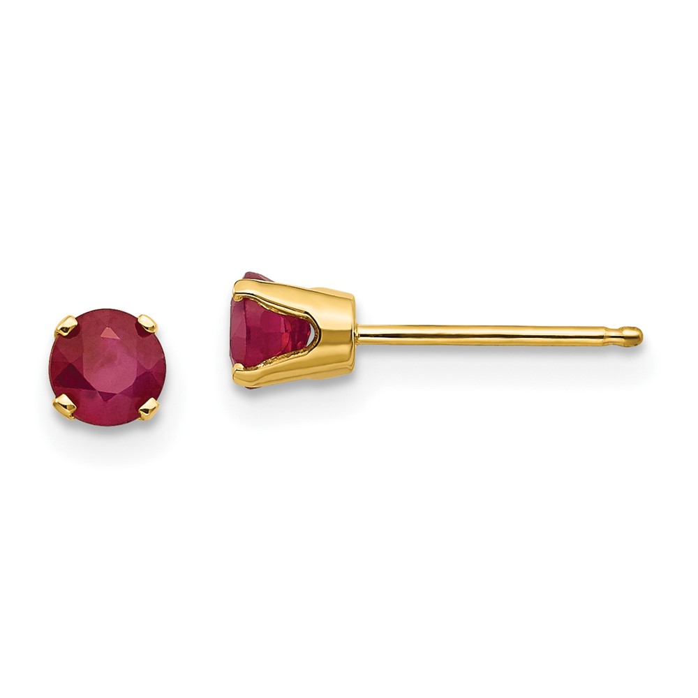 14K Yellow Gold 4 mm July & Ruby Post Earrings -  Finest Gold, UBSXBE55