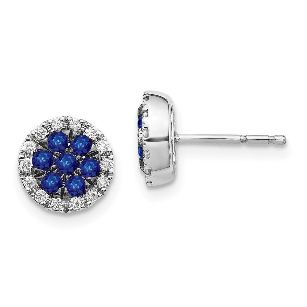 14K White Gold Diamond & Sapphire Circle Post Earrings -  Finest Gold, UBSEM5612-SA-050-WA