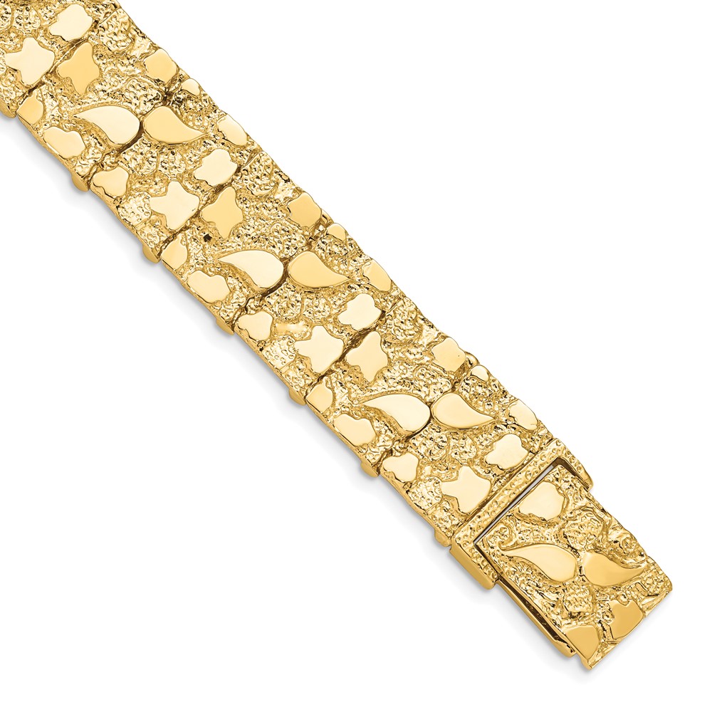 Picture of Finest Gold 10K Yellow Gold 15 mm Nugget 7 in. Bracelet