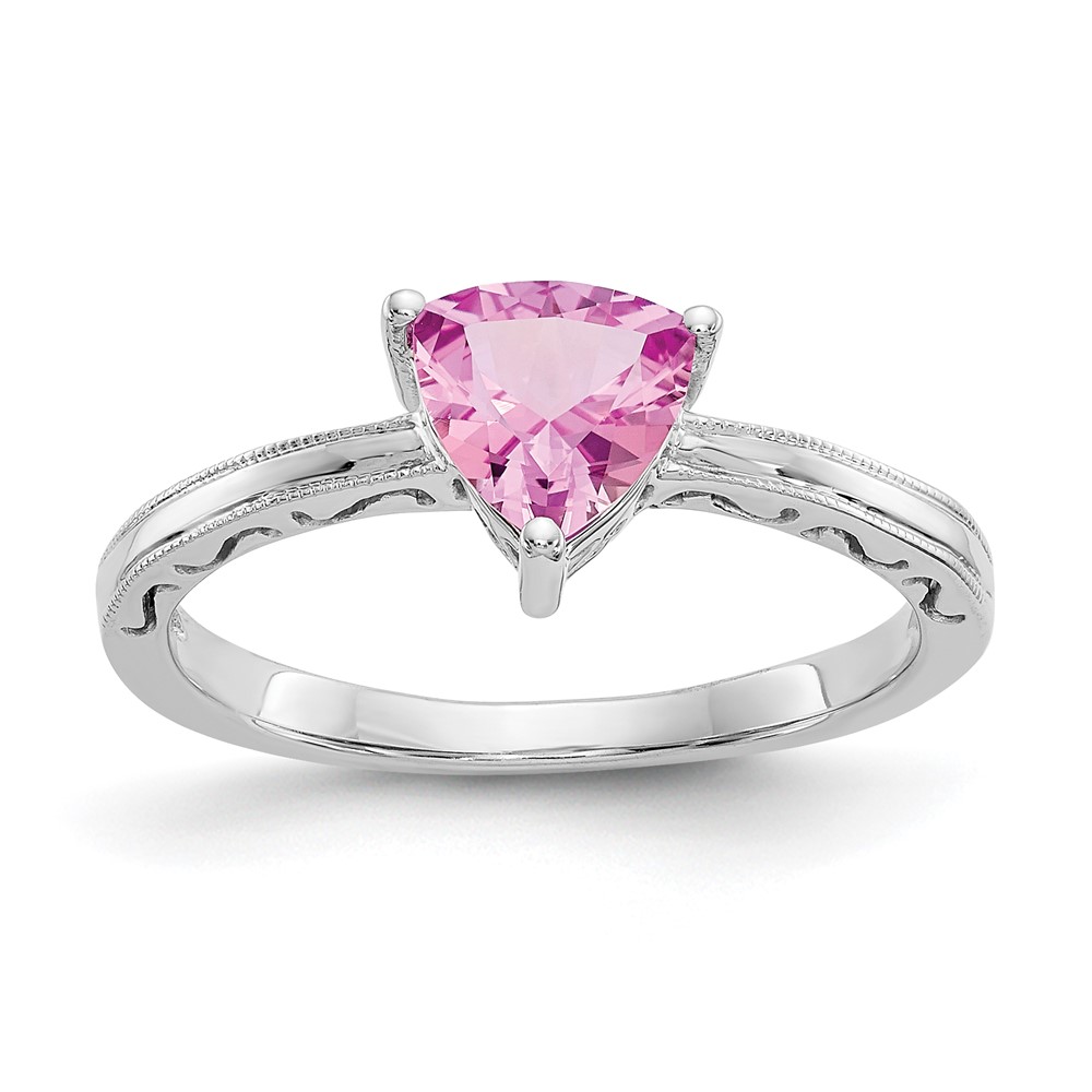 Picture of Finest Gold 10X194 10K White Gold Created Pink Sapphire Ring - Size 6