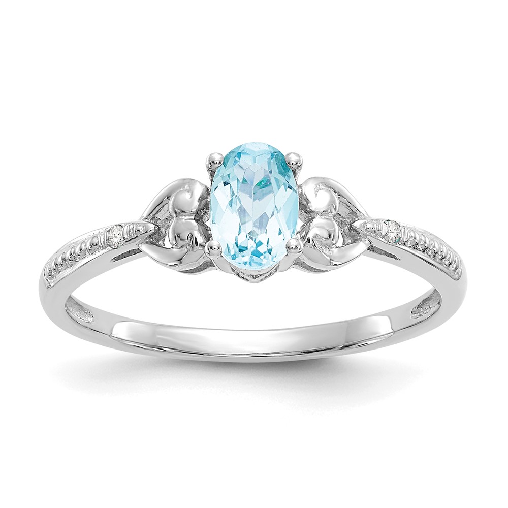 Picture of Finest Gold 10K White Gold Swiss Blue Topaz &amp; Diamond Ring&amp;#44; Size 7