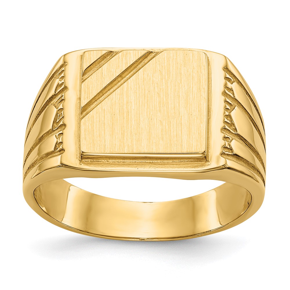 Picture of Finest Gold 14K Yellow Gold 11.5 x 11 mm Open Back Mens Signet Ring - Size 10
