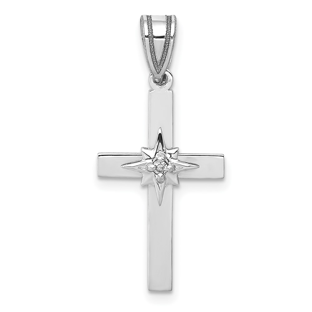 Picture of Finest Gold 14K White Gold 0.01 CTW Diamond Cross Pendant