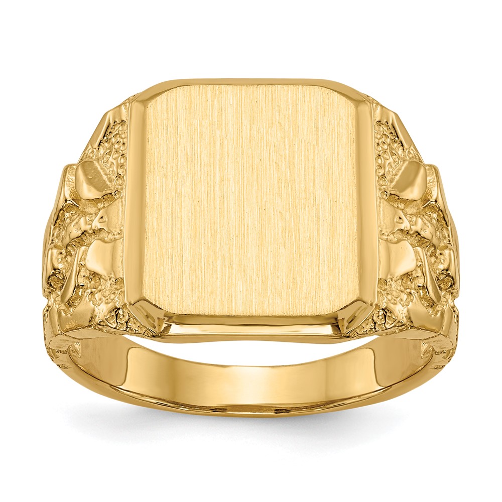 Picture of Finest Gold 14K Yellow Gold 14 x 13 mm Open Back Mens Signet Ring - Size 10