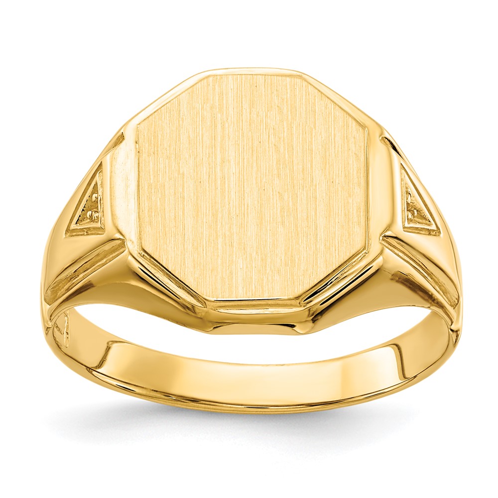 Picture of Finest Gold 14K Yellow Gold 12.5 x 11.5 mm Open Back Diamond Mens Signet Ring Mounting - Size 9.5