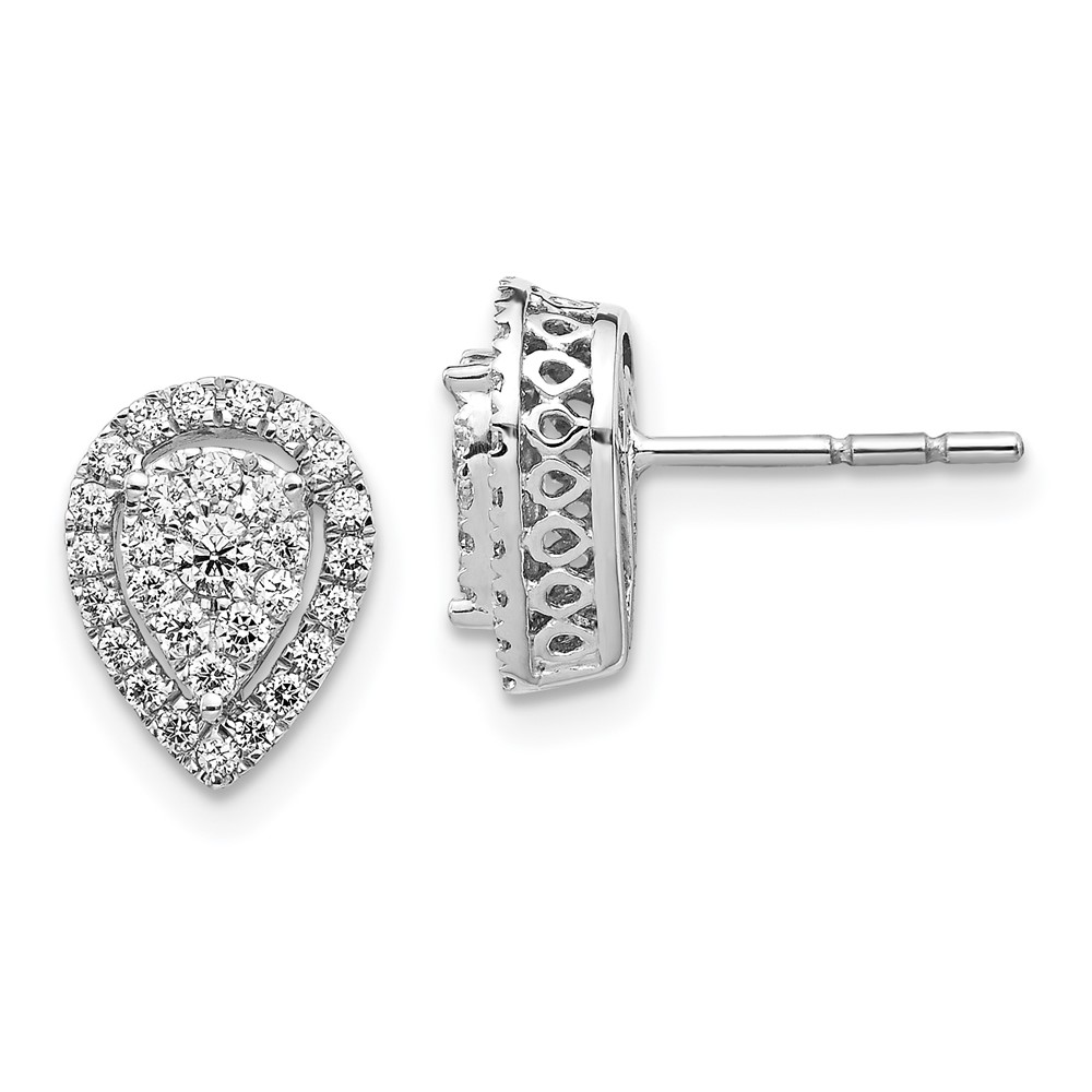 14K White Gold Teardrop Cluster Diamond Post Earrings -  Finest Gold, UBSEM5465-050-WA