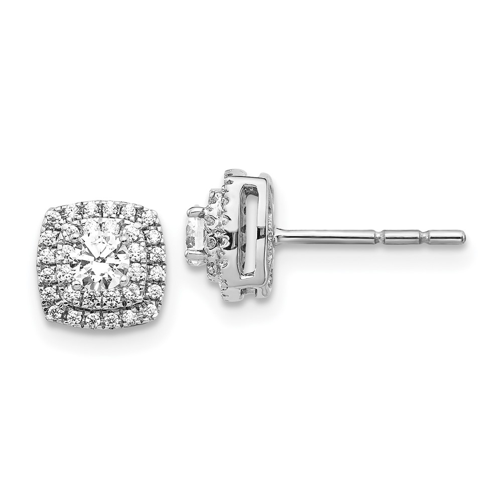 14K White Gold Diamond Halo Post Earrings -  Finest Gold, UBSEM5474-050-WA