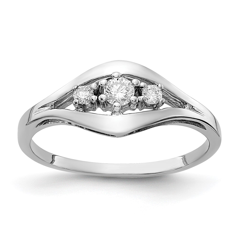 Picture of Finest Gold 14K White Gold Polished AA Diamond Ring - Size 6