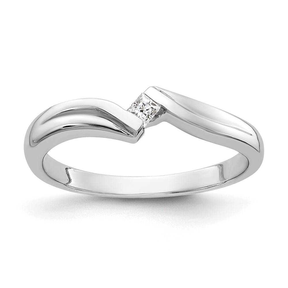 Picture of Finest Gold 14K White Gold Polished AA Diamond Ring&#44; Size 6