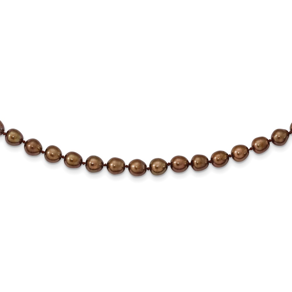 Picture of Finest Gold 7-8 mm 14K Coffee Brown Rice Freshwater Cultured Pearl Necklace  Yellow