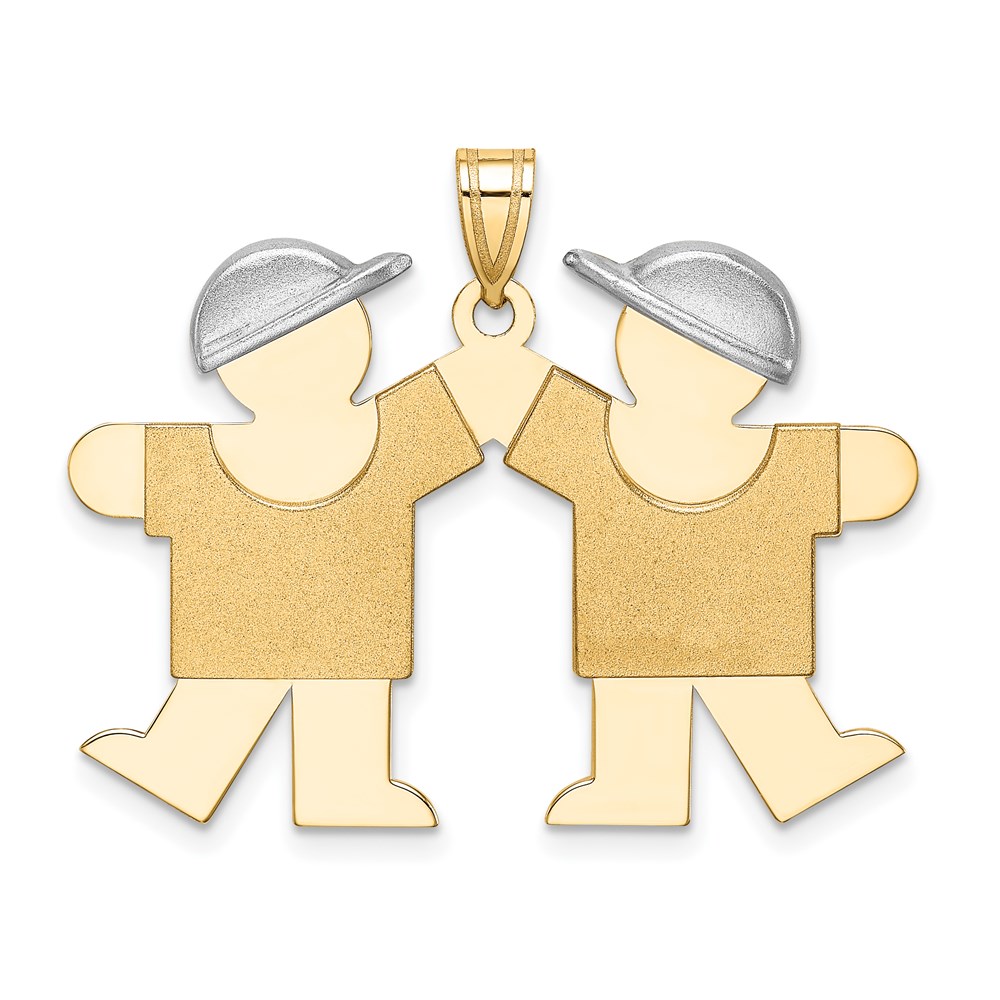 Picture of Finest Gold 14K Two-tone Large Double Boys Engravable Charm