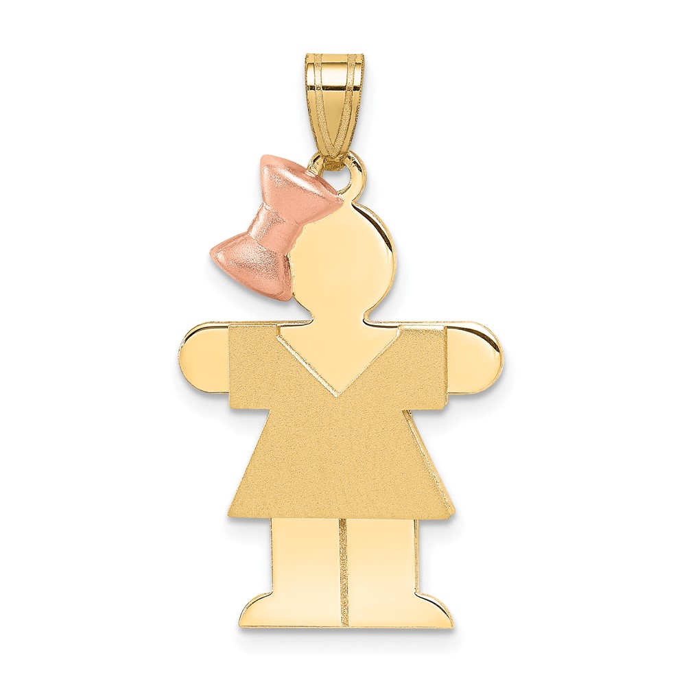 Picture of Finest Gold 14K Two-tone Large Girl with Bow on Left Engravable Charm