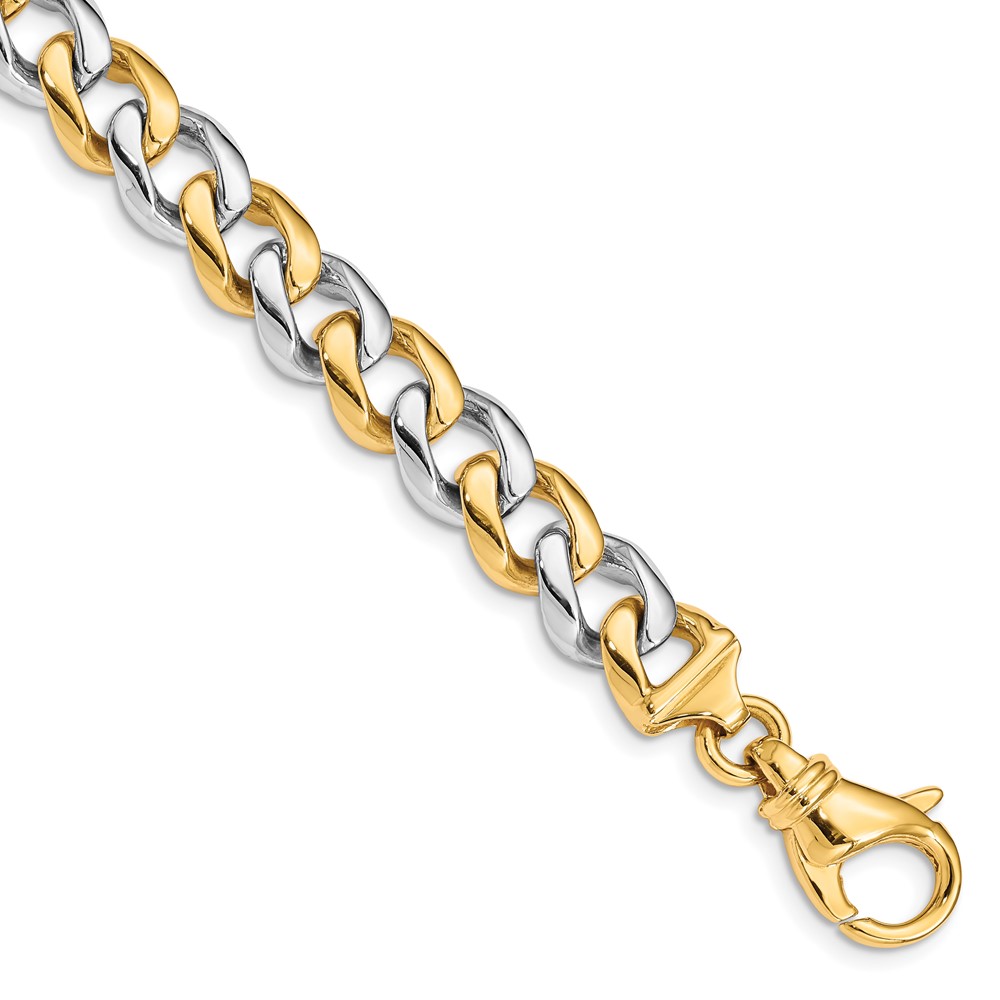 Picture of Finest Gold 14K Two-Tone 9.3mm Hand-Polished Fancy Link 8 in. Bracelet