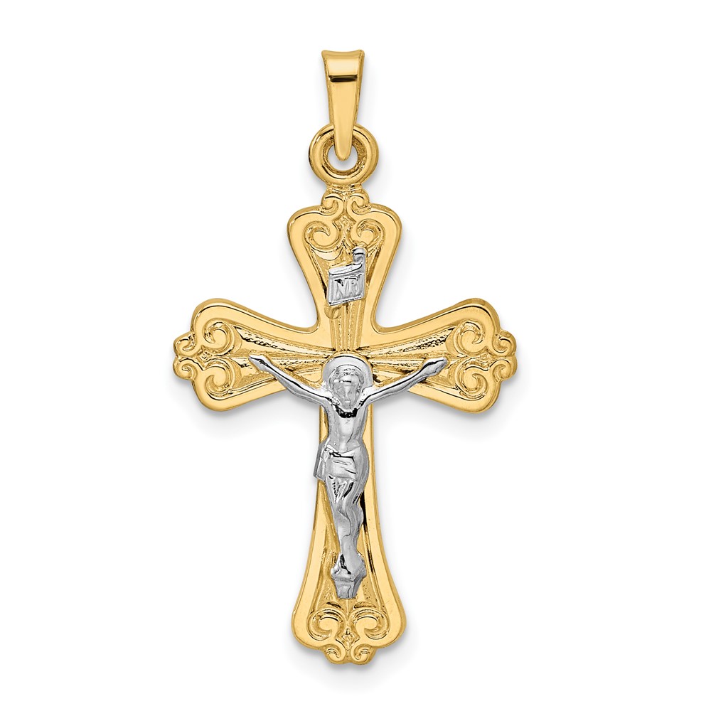 Picture of Finest Gold 14K Two-tone Polished Solid Inri Crucifix Pendant