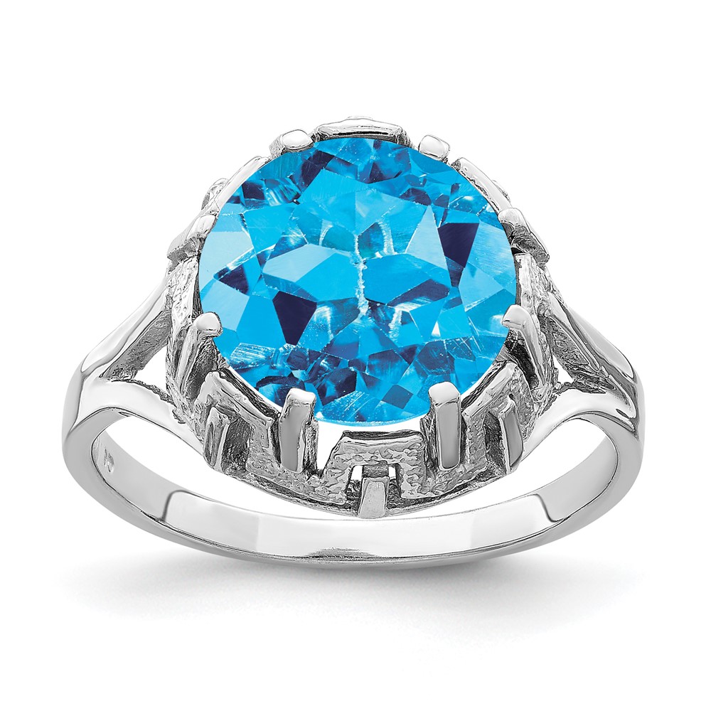 Picture of Finest Gold 14K White Gold 10 mm Blue Topaz Ring&amp;#44; Size 6