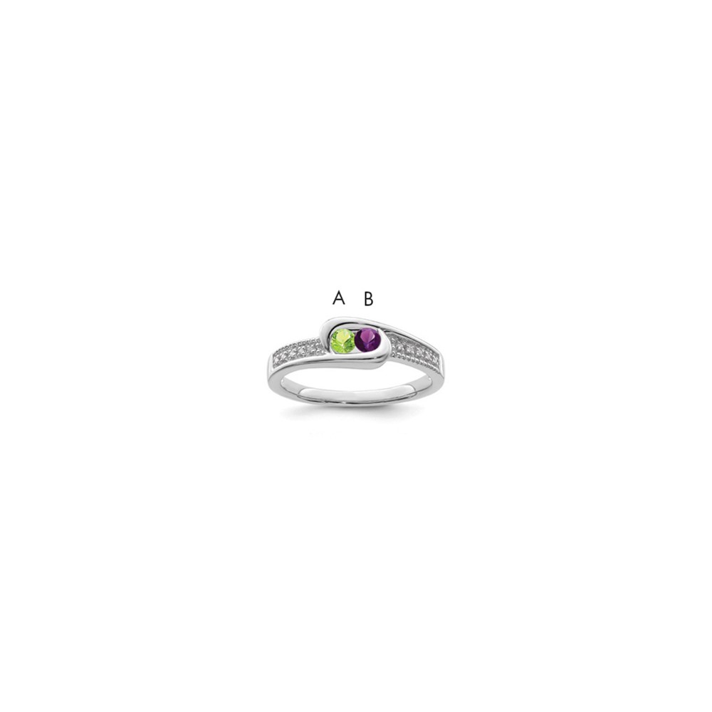 Picture of Finest GoldXMRW39-2 14K White Gold Family Jewelry Diamond Semi-Set Ring - Size 7