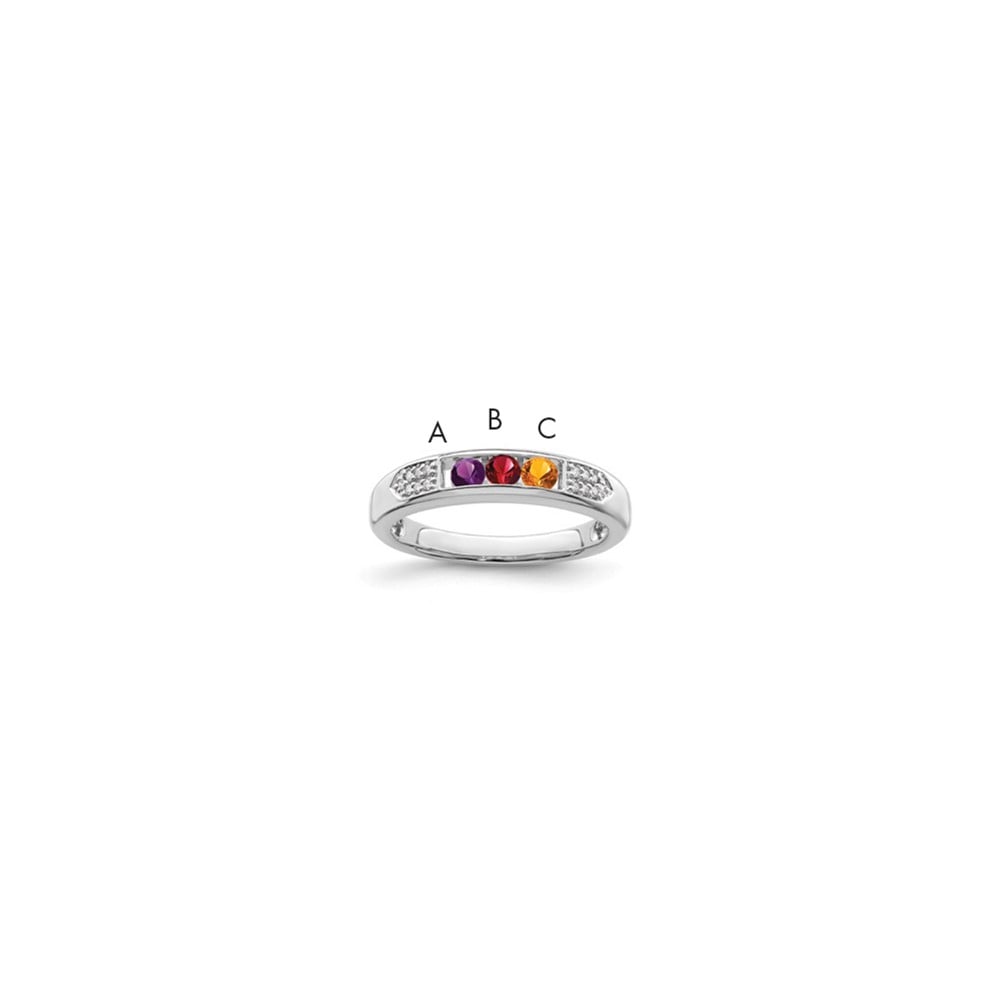 Picture of Finest GoldXMRW48-3 14K White Gold Family Jewelry Diamond Semi-Set Ring - Size 7