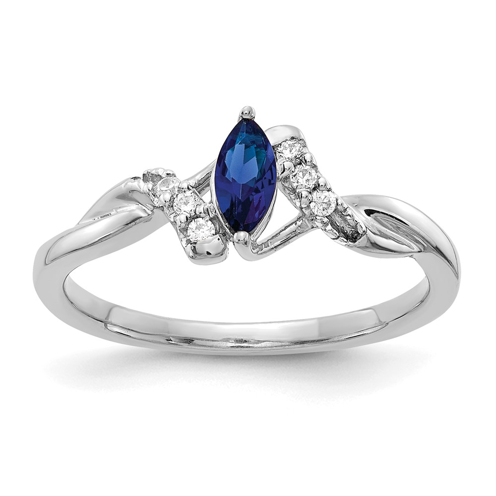 Picture of Finest Gold 14K White Gold Diamond &amp; Marquise Sapphire Ring&amp;#44; Size 7