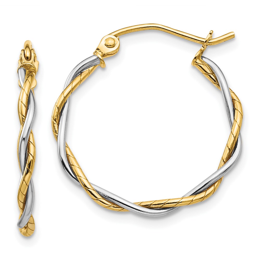Picture of Finest Gold 14K Two-Tone Polished 1.8 mm Twisted Hoop Earrings