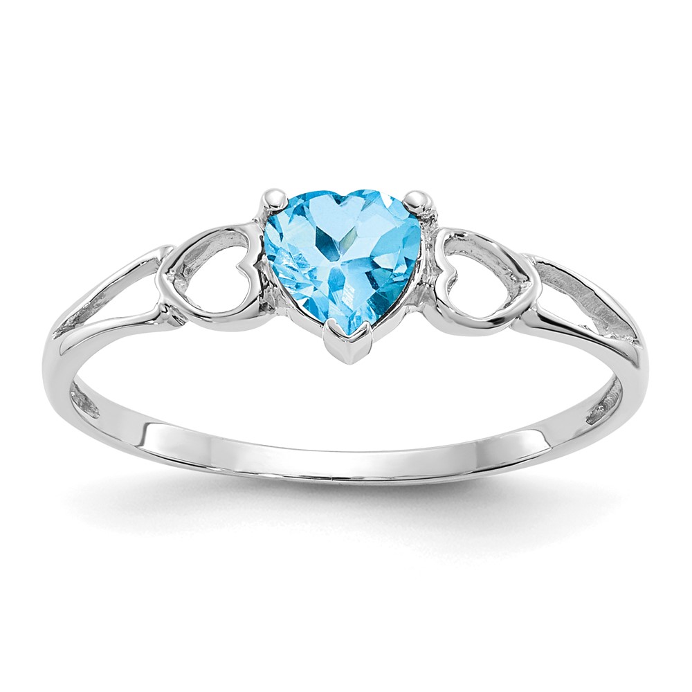 Picture of Finest Gold 14K White Gold Blue Topaz Birthstone Ring - Size 6
