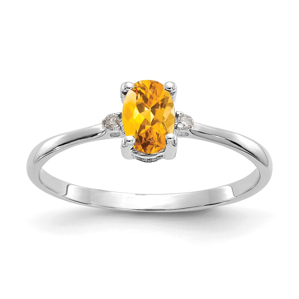 Picture of Finest Gold 14K White Gold Diamond &amp; Citrine Birthstone Ring - Size 6