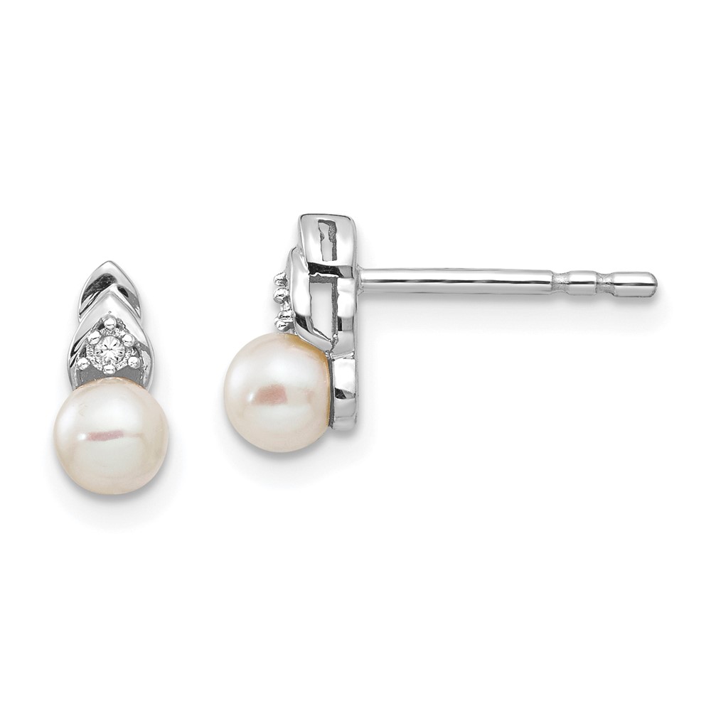 14kt. White Gold Pearl Round Diamond Stud Earrings -  Fine Jewelry Collections, XBS238