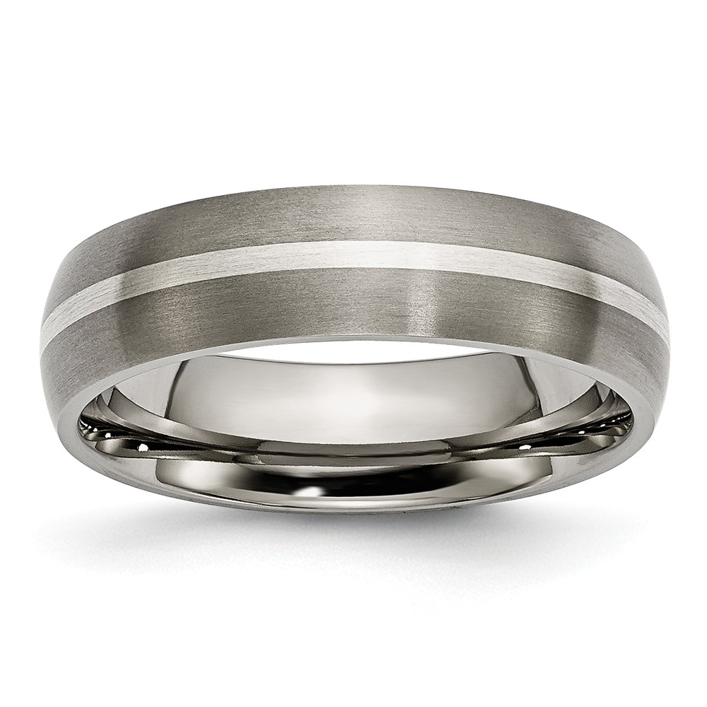 Picture of Bridal TB139-10.5 6 mm Titanium Sterling Silver Inlay Brushed Band, Size 10.5
