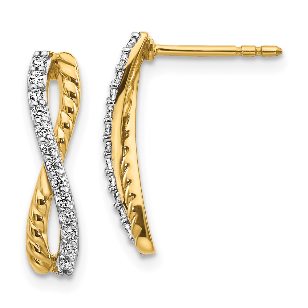 Picture of Finest Gold 14K Two-Tone Diamond Fancy Twist Post Earrings