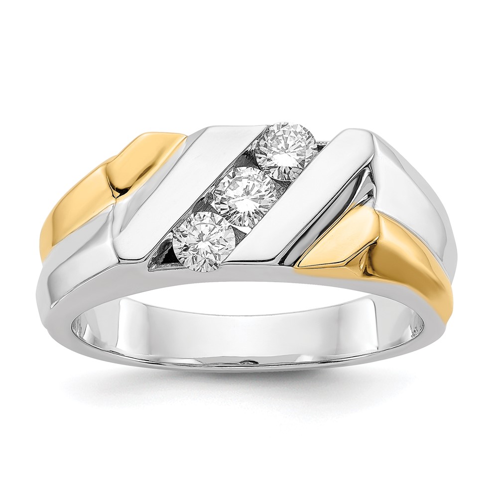 Picture of Finest Gold 14K Two-Tone Gold Diamond Mens Ring - Size 10