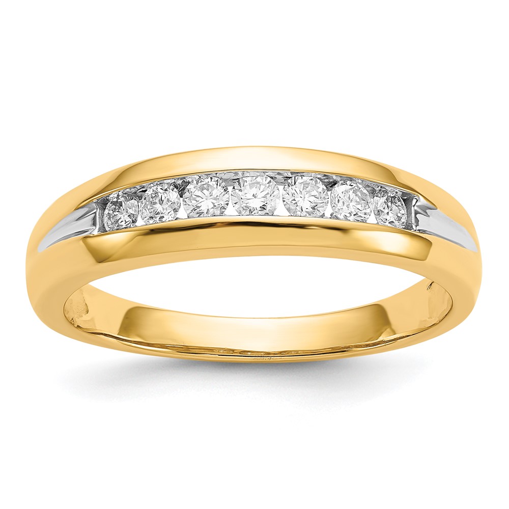 14K Yellow Gold with Rhodium Diamond Mens Channel Ring - Size 10 -  Finest Gold, UBSRM5780-033-YA