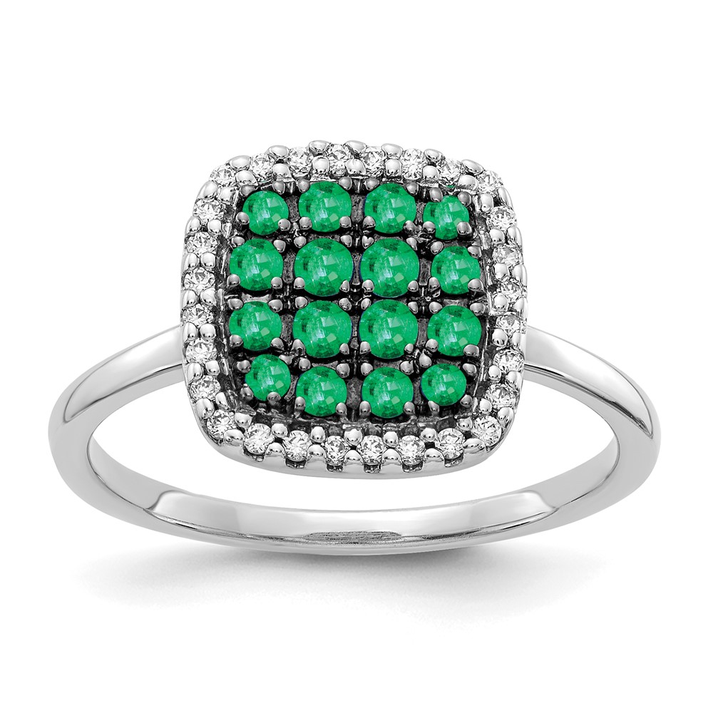 Picture of Finest Gold 14K White Gold Diamond &amp; Emerald Ring&amp;#44; Size 7