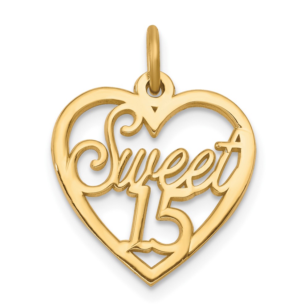 Picture of Finest Gold 10C338 10K Sweet 15 In Heart Charm  Yellow