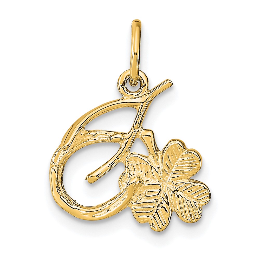 10K Yellow Gold Solid Horseshoe Wishbone & Shamrock Charm -  Bagatela, BA2704401