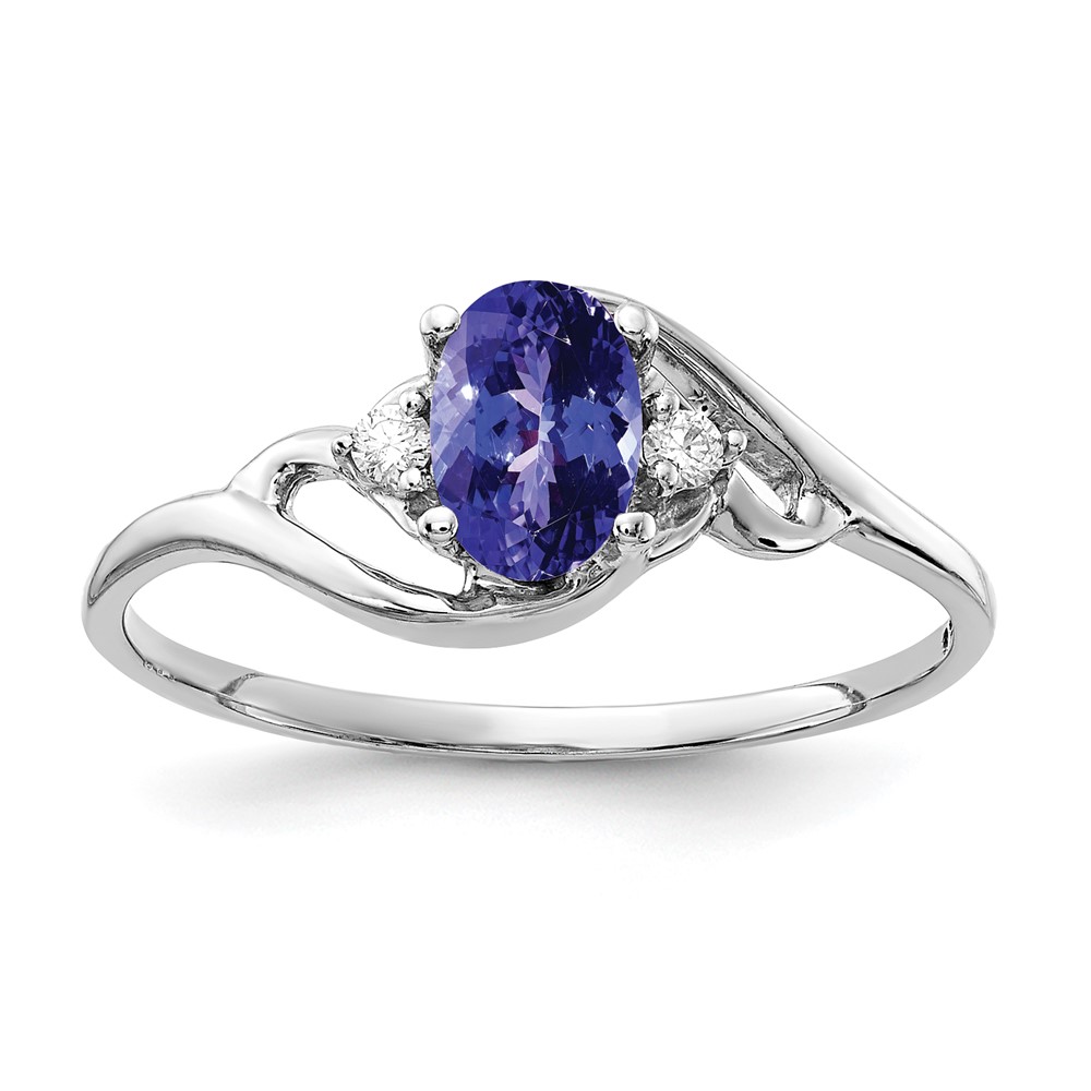 Picture of Finest Gold 6 x 4 mm 14K Oval Tanzanite VS Diamond Ring  White Gold - Size 6