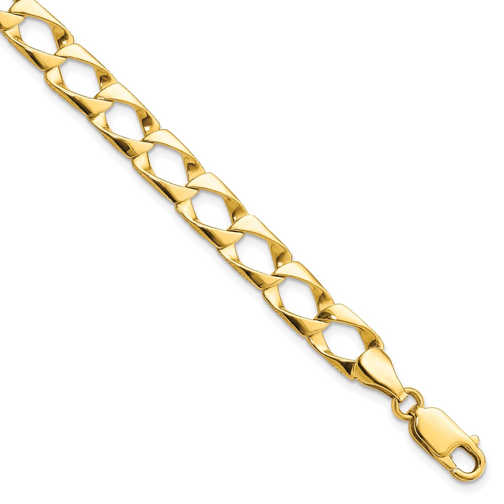 10K 7.4 mm Satin & Diamond-cut Fancy Link Bracelet -  Finest Gold, UBS10GL11-8