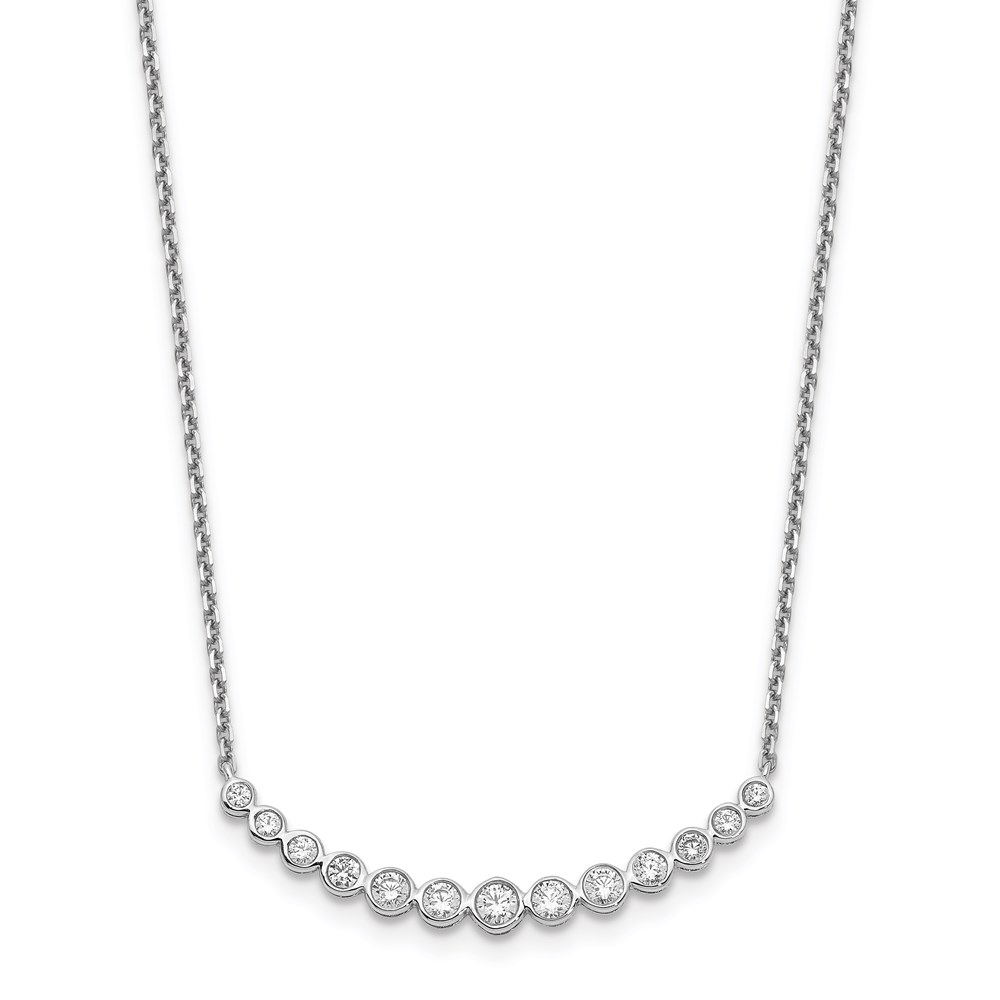 Picture of Finest Gold 14K White Gold Diamond Curved Bar 18 in. Necklace