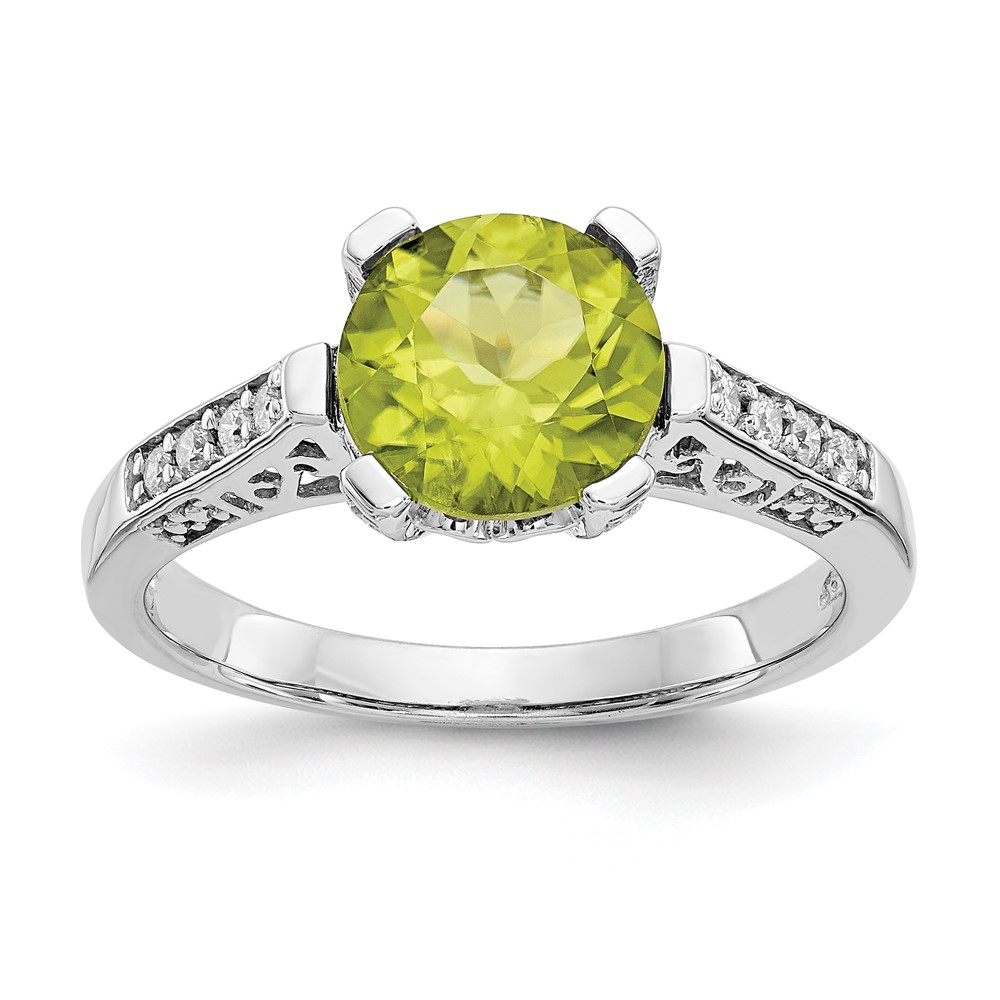 Picture of Finest Gold 10K White Gold Diamond &amp; Peridot Ring - Size 6
