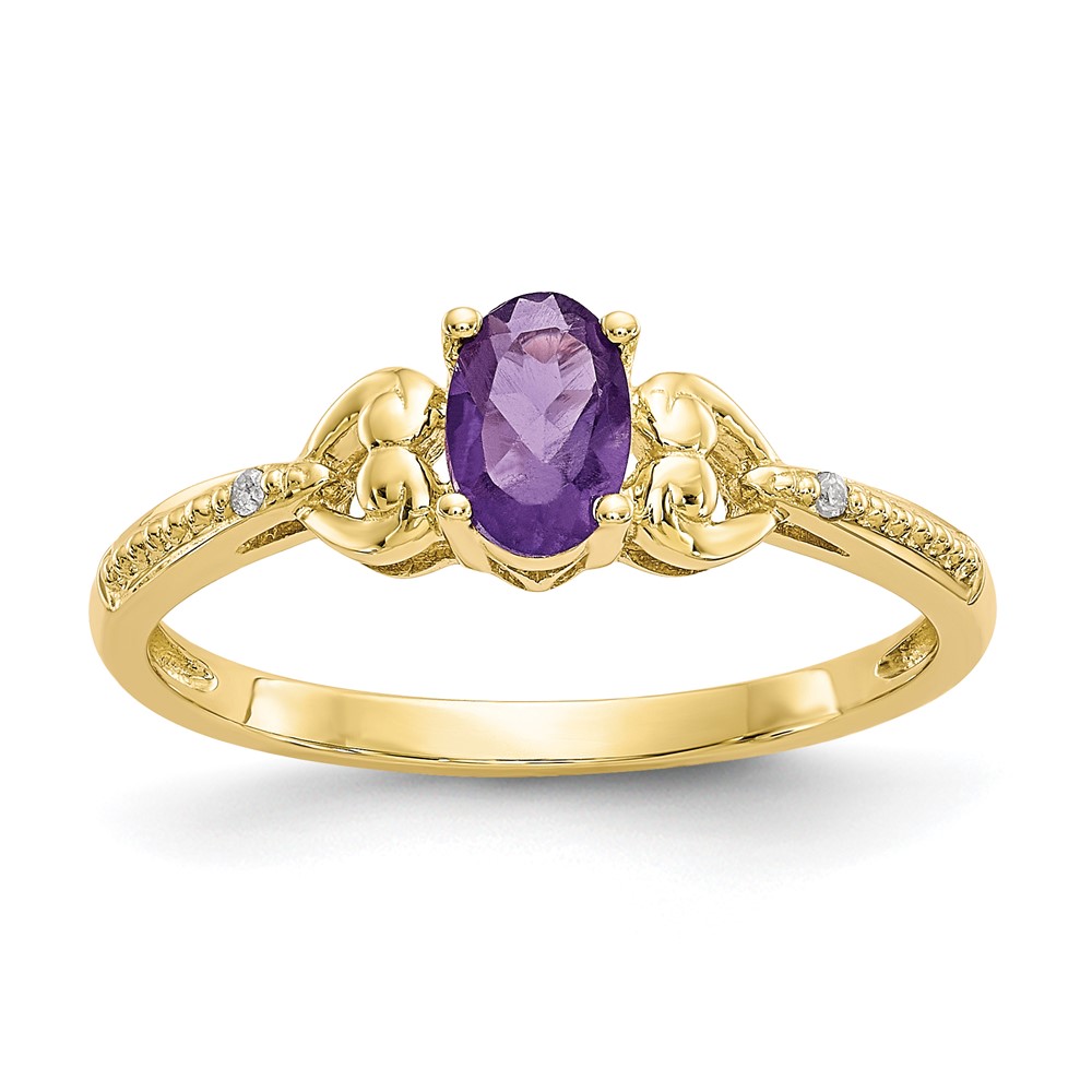 Picture of Finest Gold 10K Amethyst &amp; Diamond Ring&#44; Size 7
