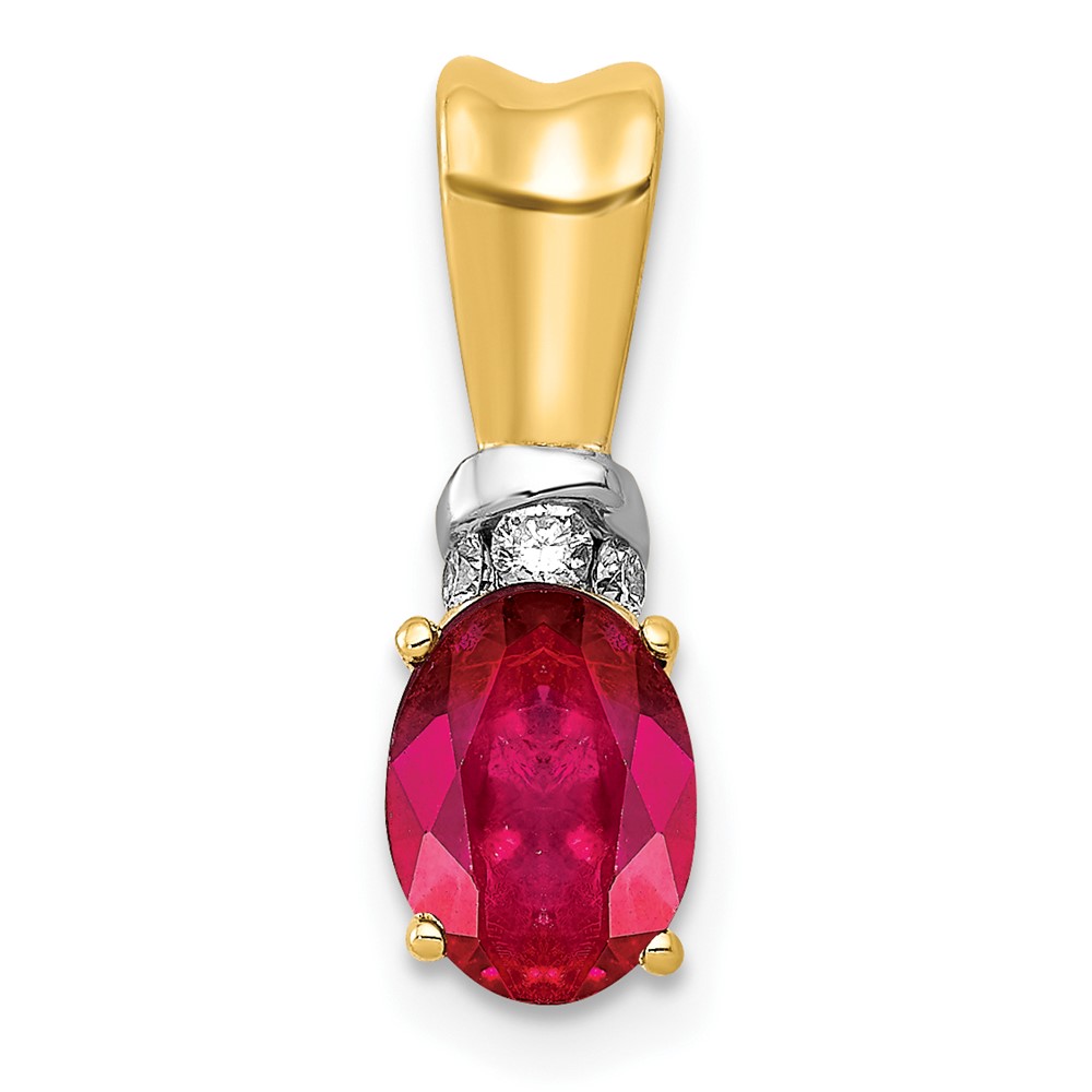 Picture of Finest Gold 14K with Rhodium Diamond &amp; 0.66 Oval Ruby Pendant