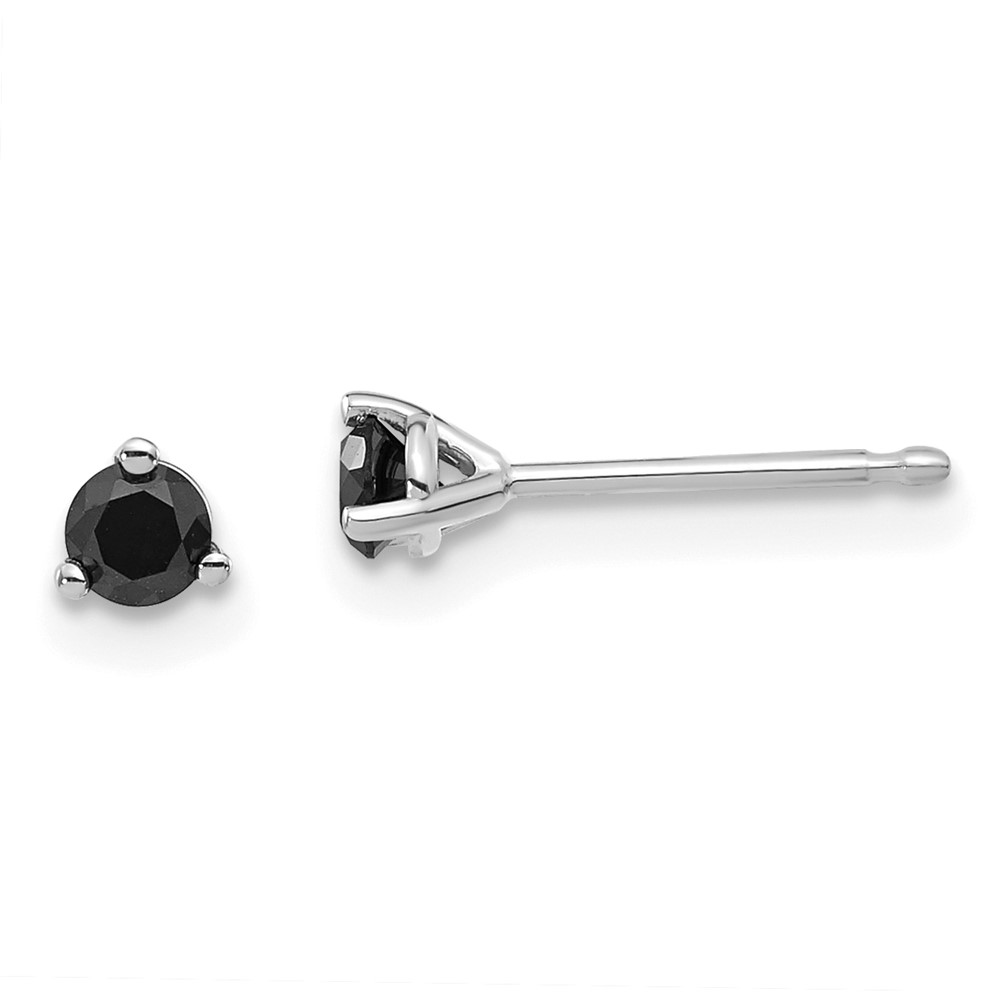 Picture of Finest Gold 14K White Gold 0.25CT Black Diamond Stud Earrings