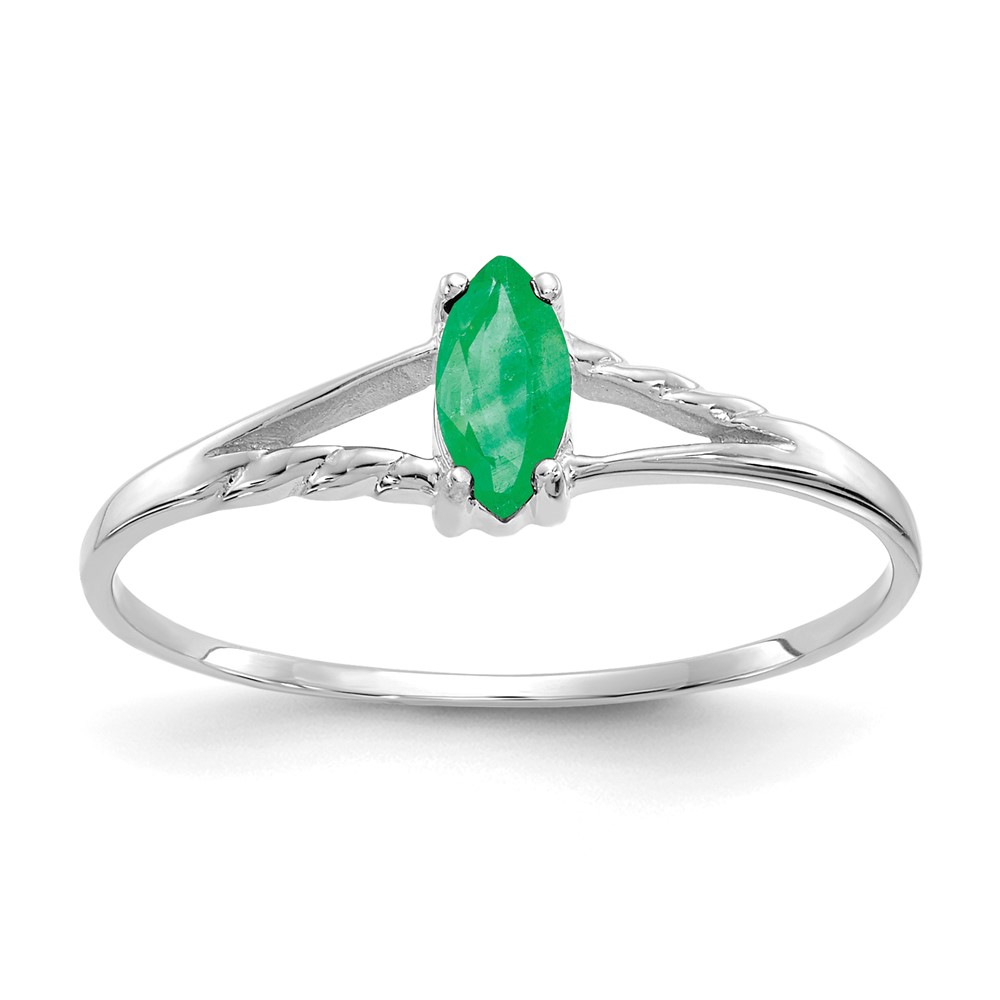 Picture of Finest Gold  14K White Gold Emerald Birthstone Ring - Size 7