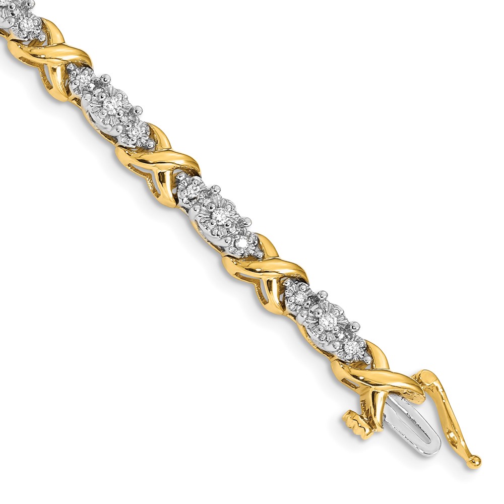 Picture of Finest Gold 14K Diamond X Bracelet, Two-Tone