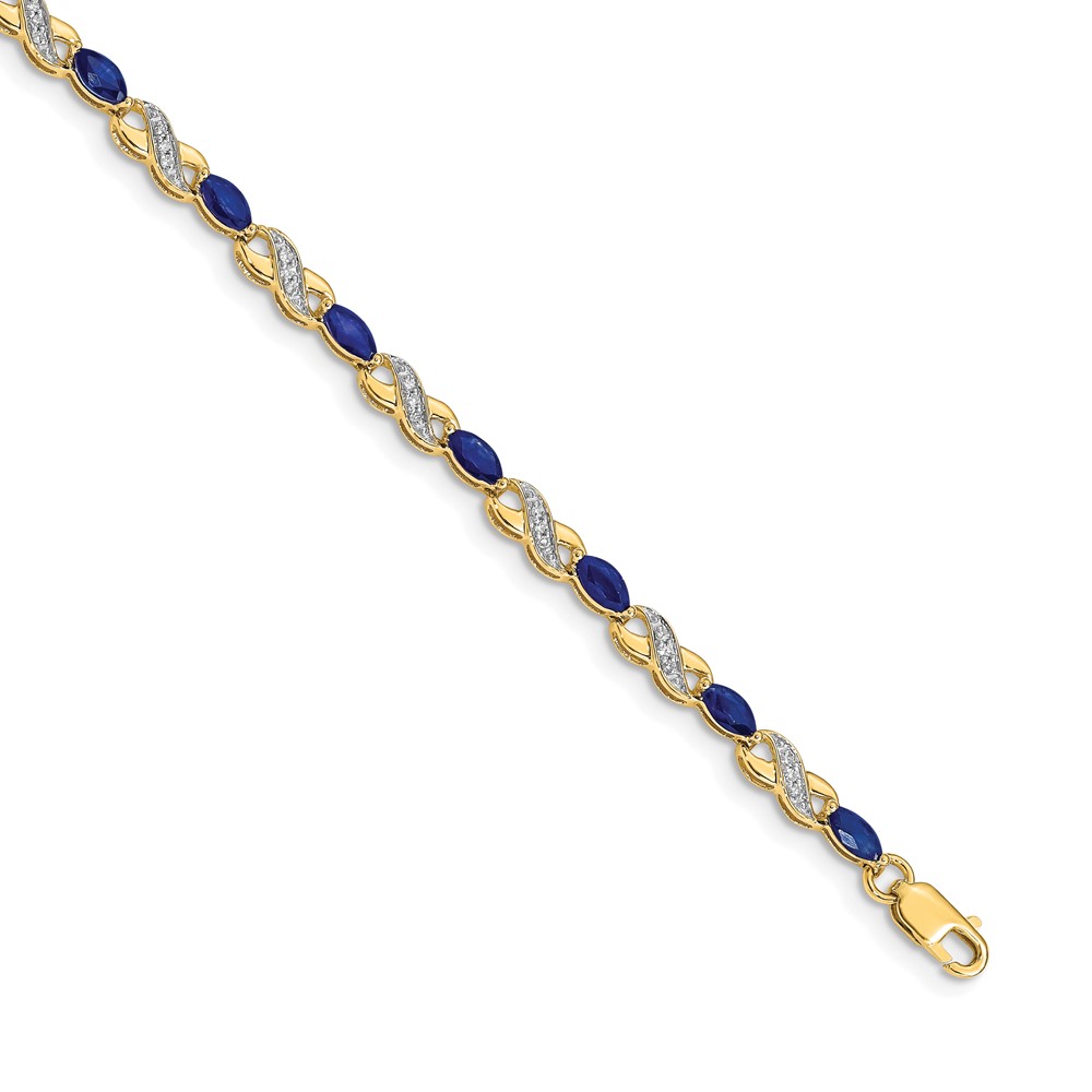 Picture of Finest Gold 14K Yellow Gold Diamond &amp; Sapphire Infinity Bracelet