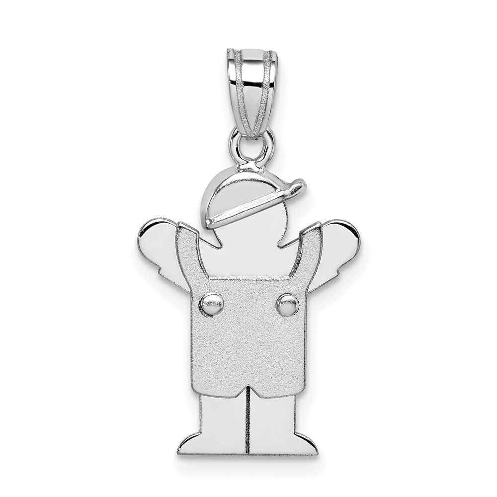 Picture of Quality Gold 14k White Gold Small Boy with Hat on Left Engravable Charm Pendant