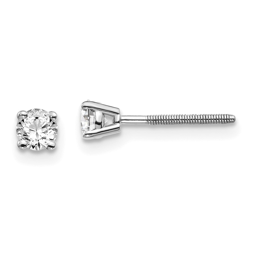 Picture of Finest Gold 14K 0.30CT White Gold SI3 G-I Diamond Stud Thread On &amp; Off Post Earrings