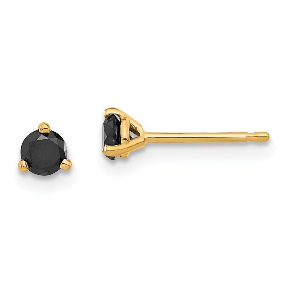 Picture of Finest Gold 14K Black Diamond Stud Earrings for Womens&#44; Yellow