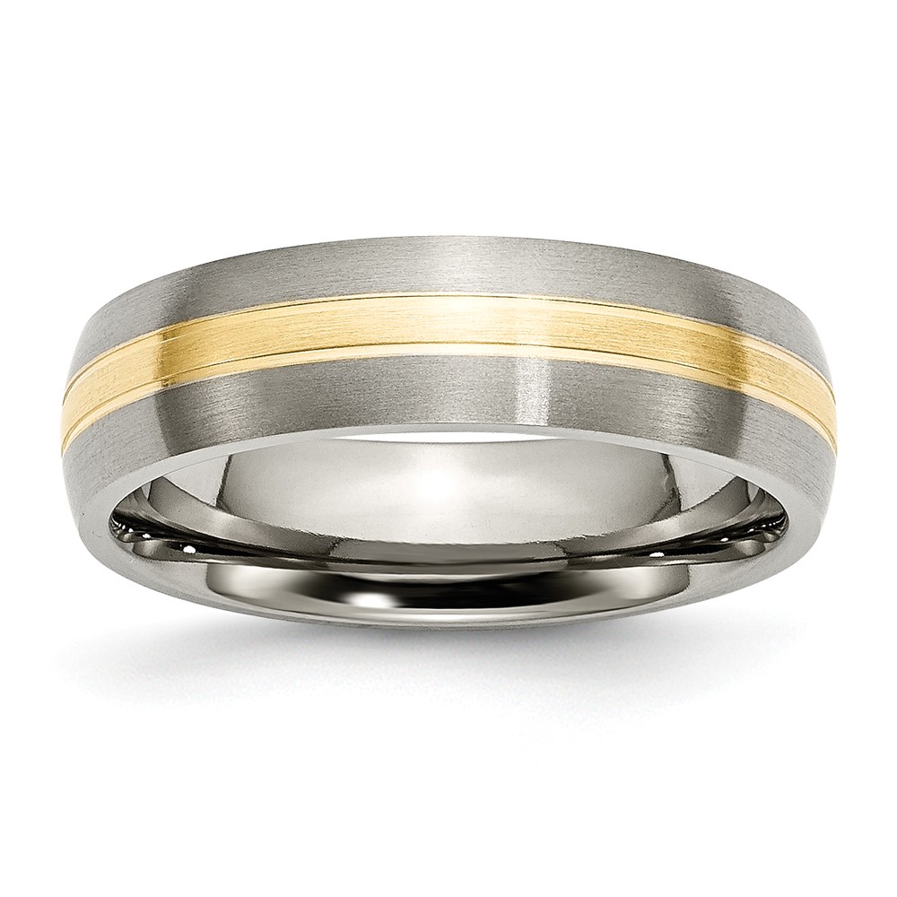 Picture of Chisel TB140-11 6 mm Titanium Grooved 14k Yellow Gold Inlay Brushed Band&#44; Size 11