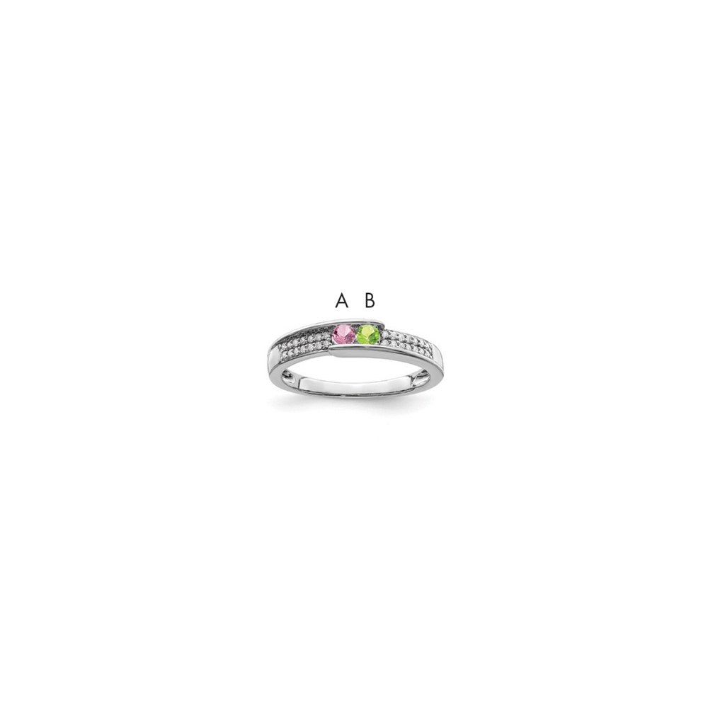 Picture of Finest GoldXMRW49-2 14K White Gold Family Jewelry Diamond Semi-Set Ring - Size 7